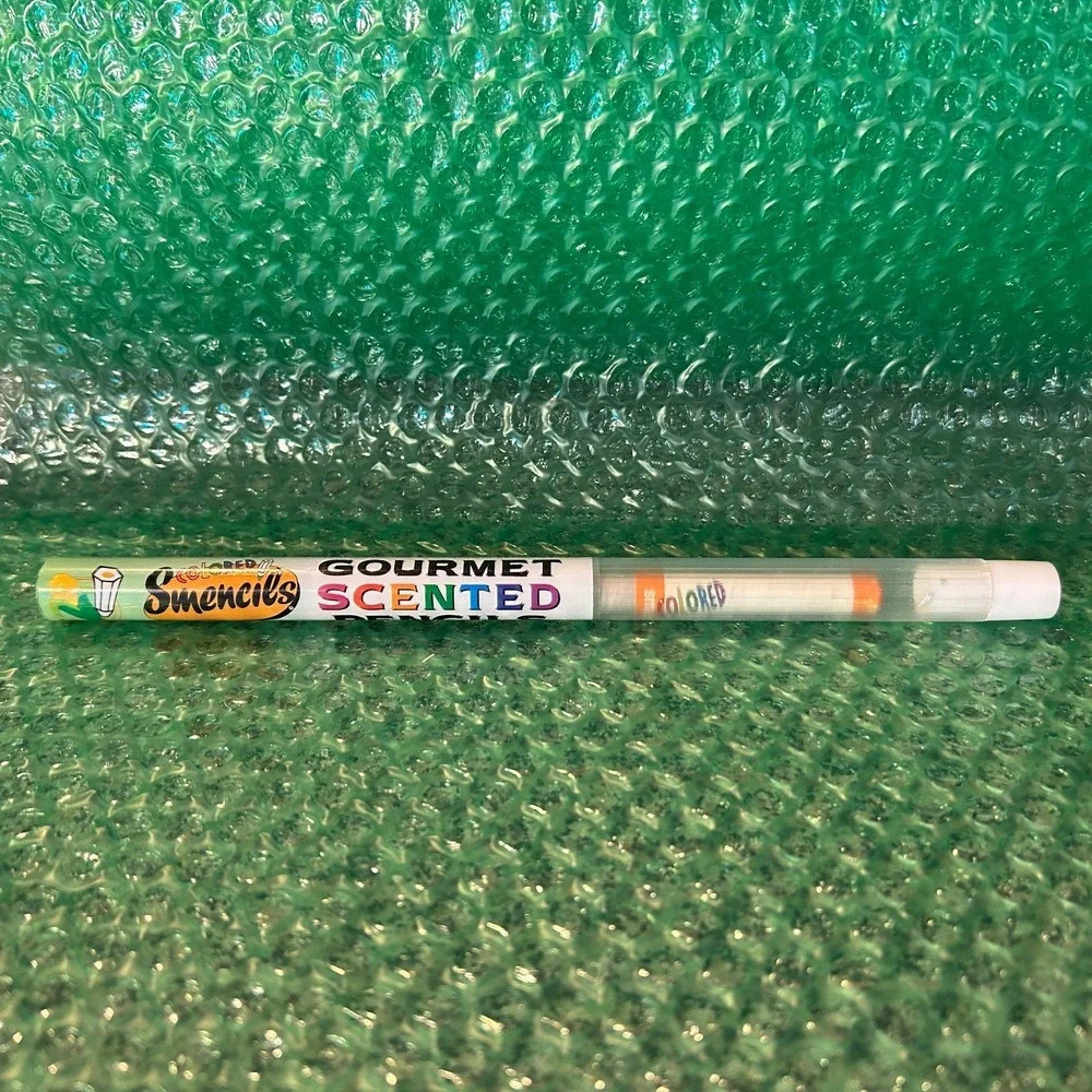 RETRO Colored Smencils -ORANGE-Gourmet Scented Pencils Eco Newspaper RARE